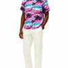 Vibrant Purple Palm Tree Print Hawaiian Shirt, Summer Short Sleeve Button Down Beach Shirt