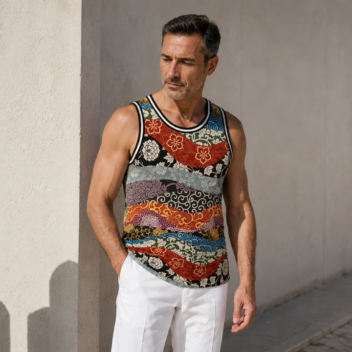 Men's Patchwork Floral Print Tank Top - 街拍 3 - img_mqf762p5_60e86bbc