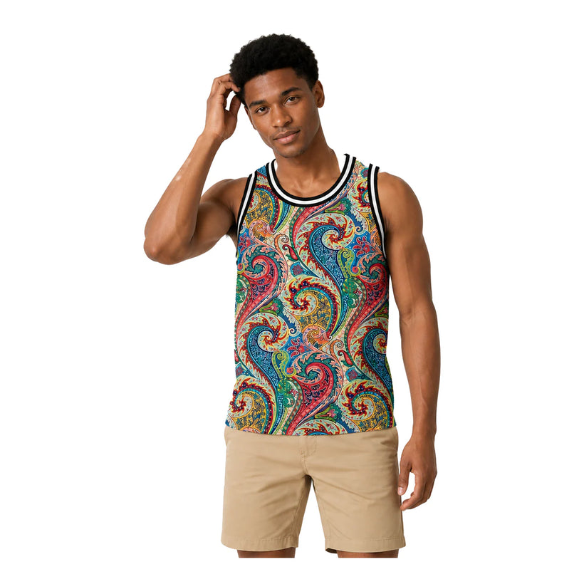 Men's Colorful Paisley Print Tank Top - 白底半身 1 - img_mqf7hq1n_b0cd1f2f