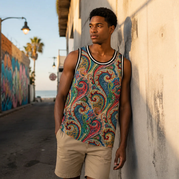 Men's Colorful Paisley Print Tank Top - 街拍 2 - img_mqf7jqkd_50361456