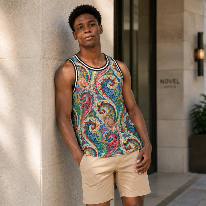 Men's Colorful Paisley Print Tank Top - 街拍 3 - img_mqf7kql4_021b4217