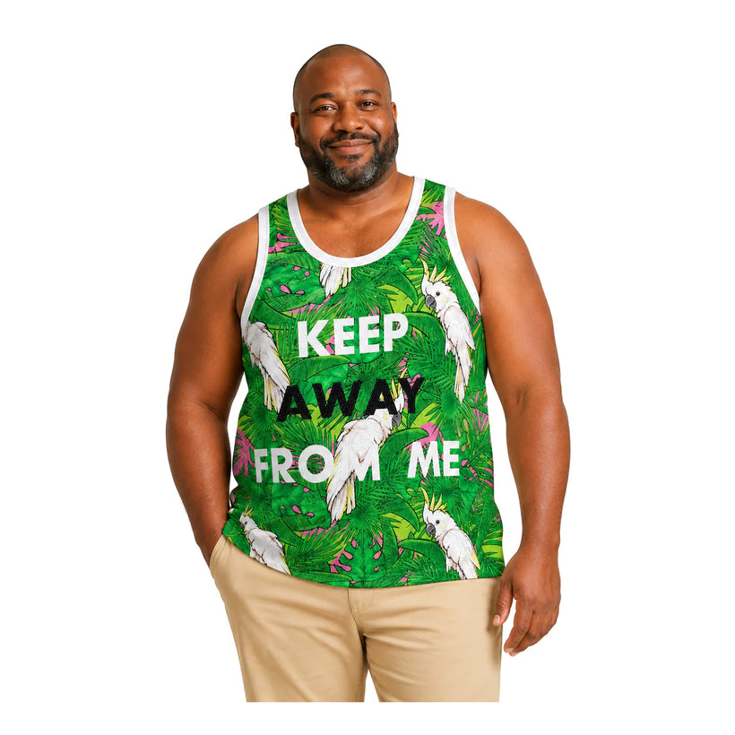 Men's Green Tropical Leaf Graphic Tank Top - 白底半身 1 - img_mqf7reyf_628e71f6