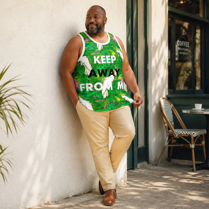 Men's Green Tropical Leaf Graphic Tank Top - 街拍 3 - img_mqf7ufng_c243f0fc