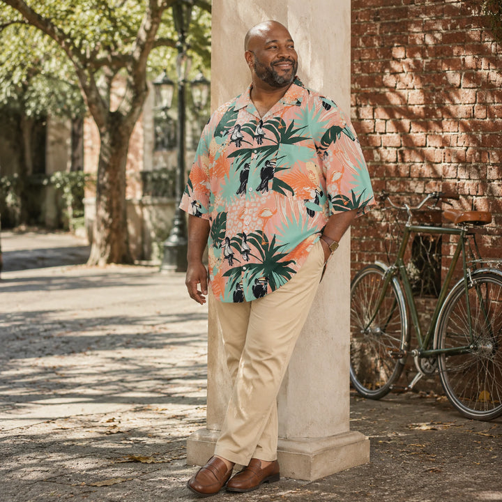 Men's Tropical Toucan Print Hawaiian Shirt, Summer Short Sleeve Casual Button-Down Shirt - 街拍 1 - img_mqf8he5z_814737bd
