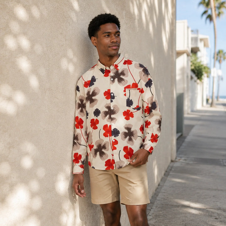 Floral - Print Long - Sleeve Button - Down Shirt - 街拍 3 - img_mqfdca5z_53f8d82e