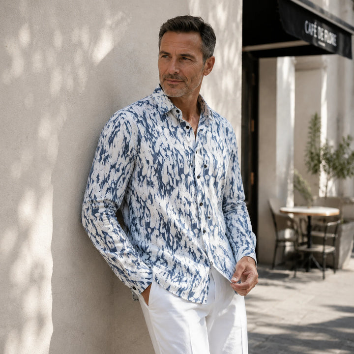 Blue and White Patterned Long - Sleeve Shirt - 街拍 3 - img_mqfdmsqv_752c2eaa