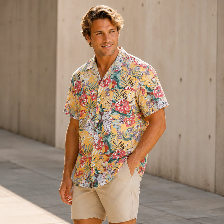 Men's Tropical Floral Short - Sleeve Shirt - 街拍 1 - img_mqfe4akk_f42346d6