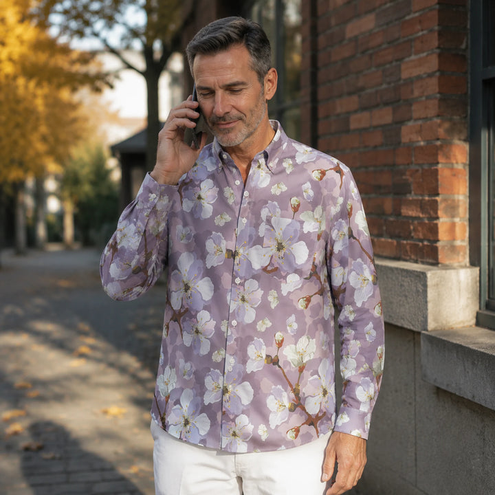 Lavender Floral - Print Long - Sleeve Shirt - 街拍 1 - img_mqfgj9hf_005a8d86