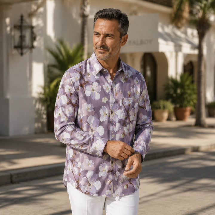 Lavender Floral - Print Long - Sleeve Shirt - 街拍 3 - img_mqfgkg69_ba445763