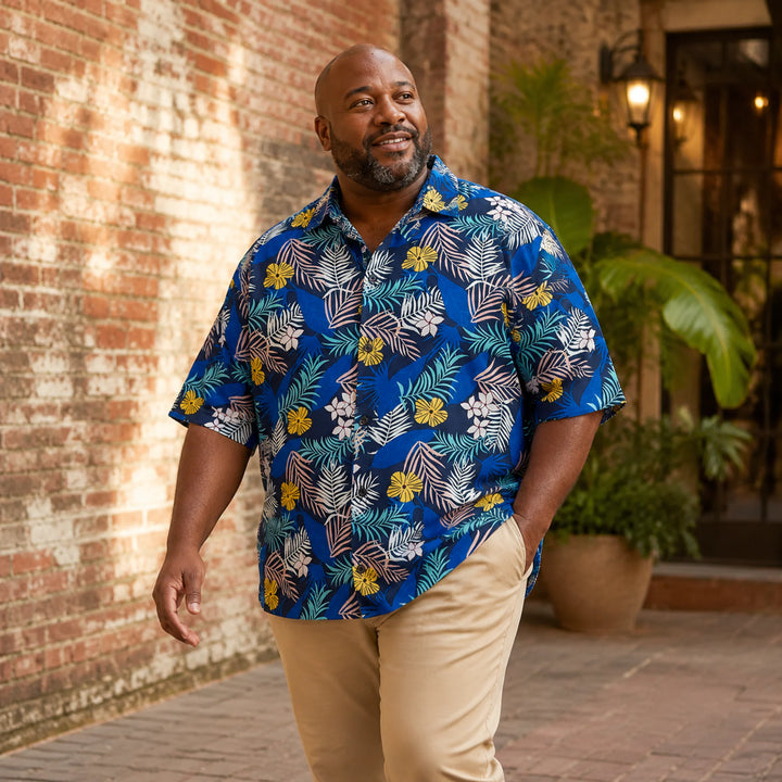 Tropical Floral Hawaiian Shirt for Men & Women, Summer Short Sleeve Button Down Beach Shirt - 街拍 1 - img_mqfhboev_f47a6c25