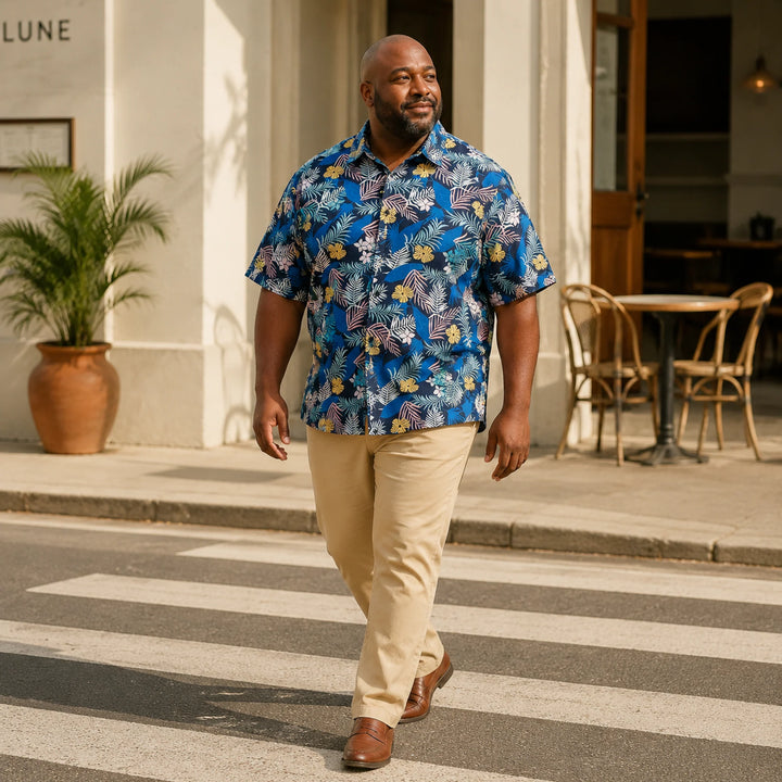 Tropical Floral Hawaiian Shirt for Men & Women, Summer Short Sleeve Button Down Beach Shirt - 街拍 2 - img_mqfhc8wy_4f769e32