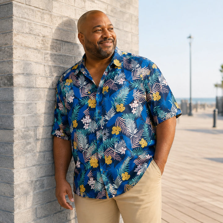 Tropical Floral Hawaiian Shirt for Men & Women, Summer Short Sleeve Button Down Beach Shirt - 街拍 3 - img_mqfhcry9_b1174843