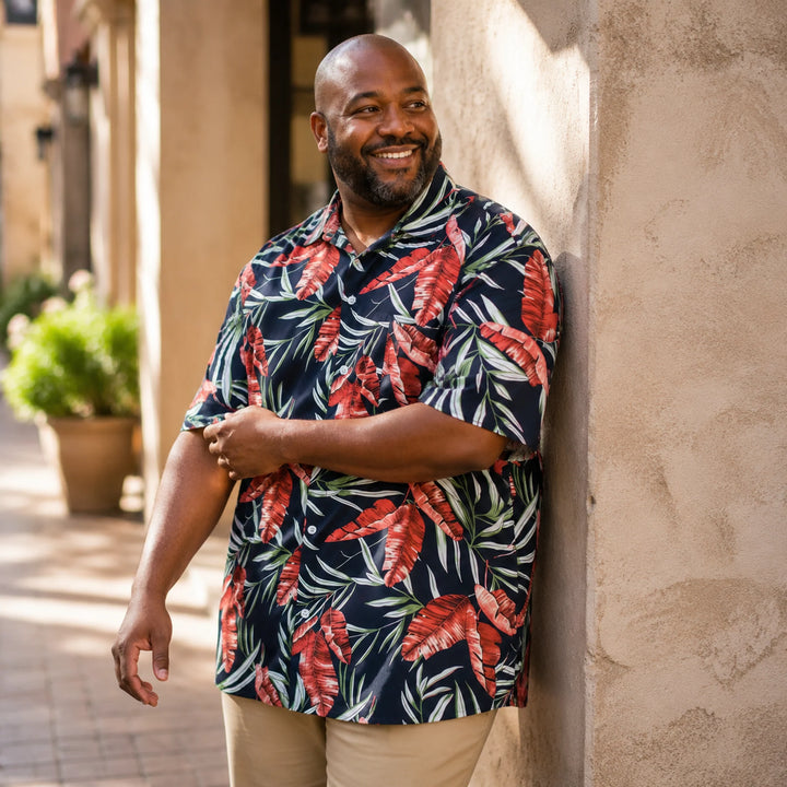 Tropical Leaf - Print Short - Sleeve Shirt - 街拍 1 - img_mqgohu2v_cea58852