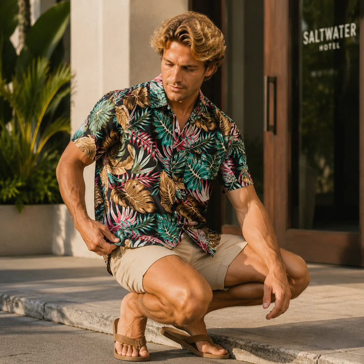 Tropical Leaf - Print Short -Sleeve Shirt - 街拍 2 - img_mqgonhy6_d89fb593
