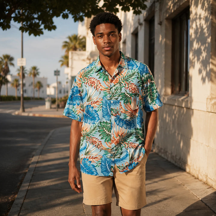 Tropical Leaf - Print Short Sleeve Shirt - 街拍 3 - img_mqgp5m2n_6717d976