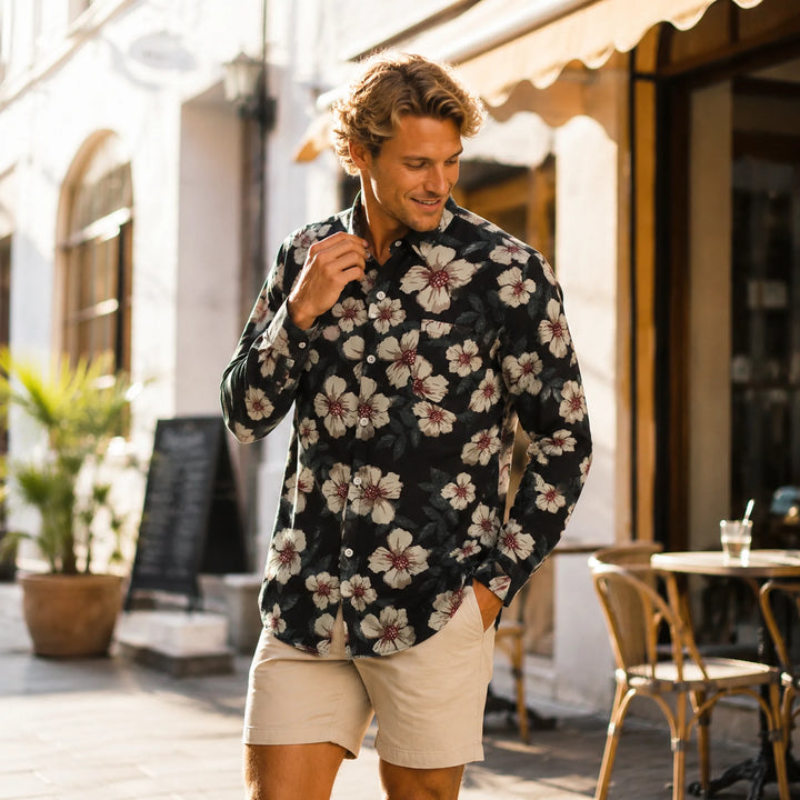 Men's Floral - Print Long - Sleeve Shirt - 街拍 2 - img_mqh0qgq9_da9d8a1f
