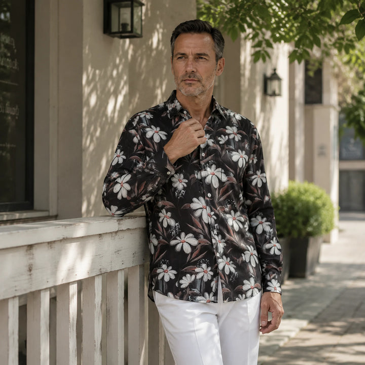Floral - Print Long - Sleeve Button - Down Shirt - 街拍 3 - img_mqh3kt47_697d8a1c