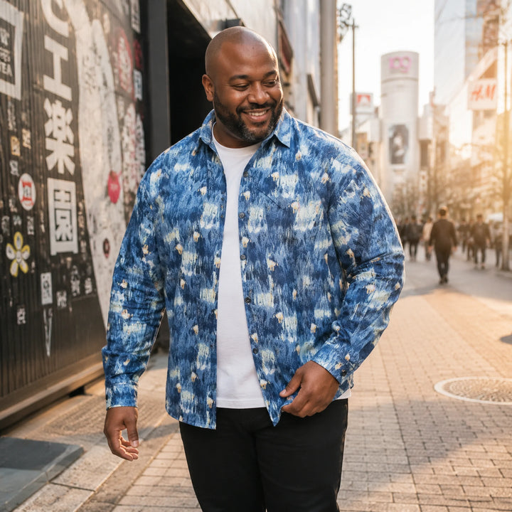 Tie - Dye Long - Sleeve Button - Down Shirt - 街拍 1 - img_mqh3sfux_755366a3