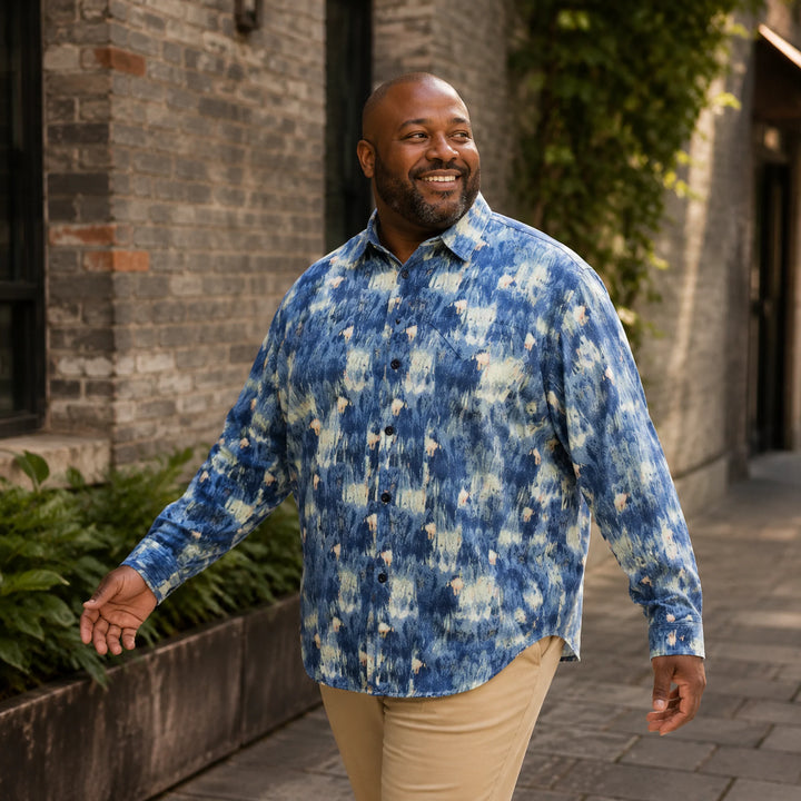 Tie - Dye Long - Sleeve Button - Down Shirt - 街拍 2 - img_mqh3tmun_0bd7923f