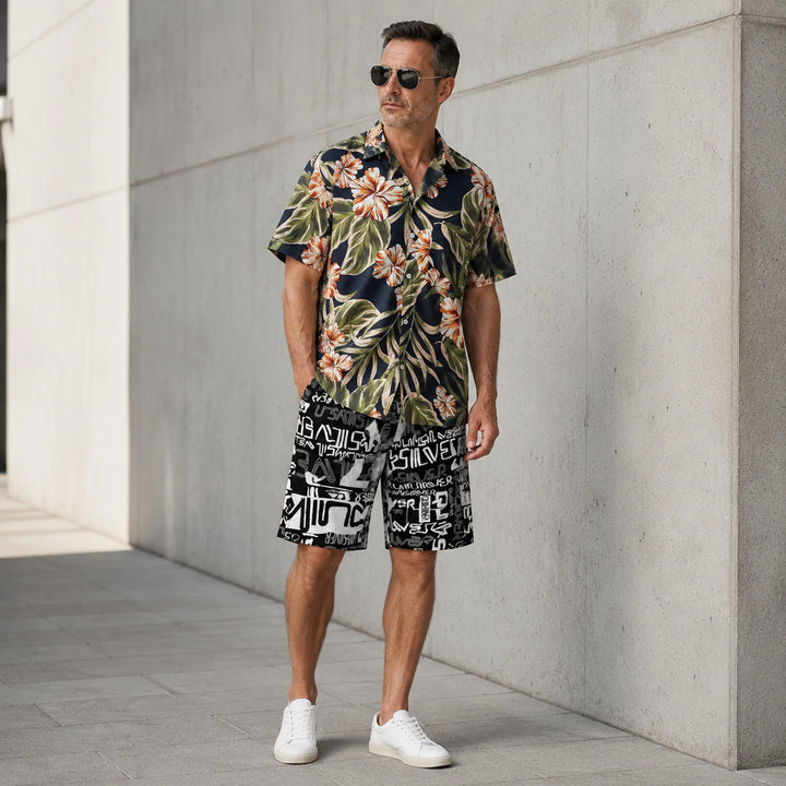 Men's Black and White Graphic Print Shorts - 街拍 1 - img_mqh8nuzi_9ef078ad