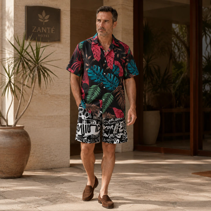 Men's Black and White Graphic Print Shorts - 街拍 3 - img_mqh8qe7g_2a1f9f6c