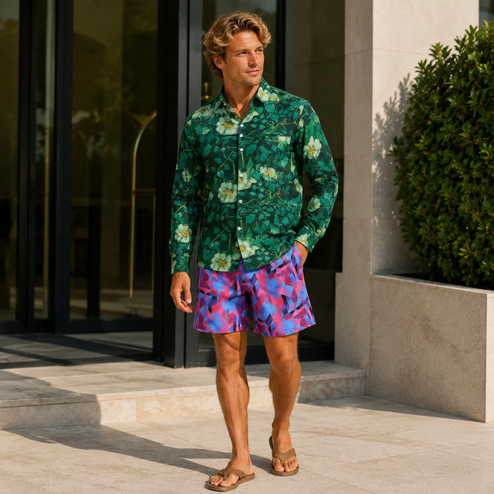 Men's Geometric - Print Swim Trunks - 街拍 3 - img_mqh8ub13_6dbe7500