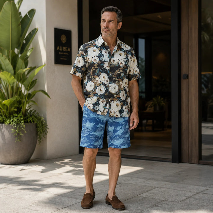 Men’s Shark Infestation Board Shorts - Printed Men's Swim Trunks - 街拍 1 - img_mqh99uz0_e7f9f386