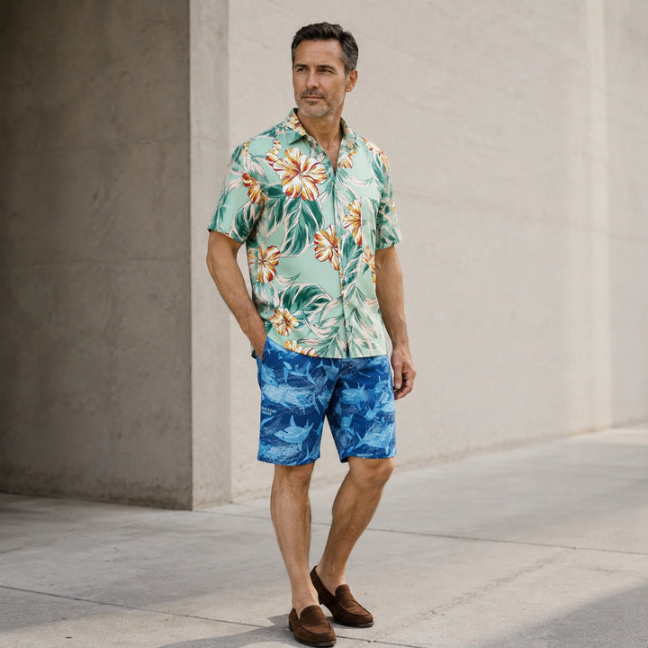 Men’s Shark Infestation Board Shorts - Printed Men's Swim Trunks - 街拍 3 - img_mqh99y5e_d7779aad