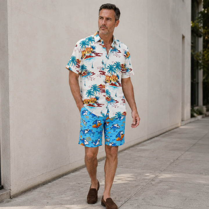 Men's Surfing Shark Print Swim Shorts | Quick Dry Beach Board Shorts - 街拍 1 - img_mqh9crjp_5611ca22
