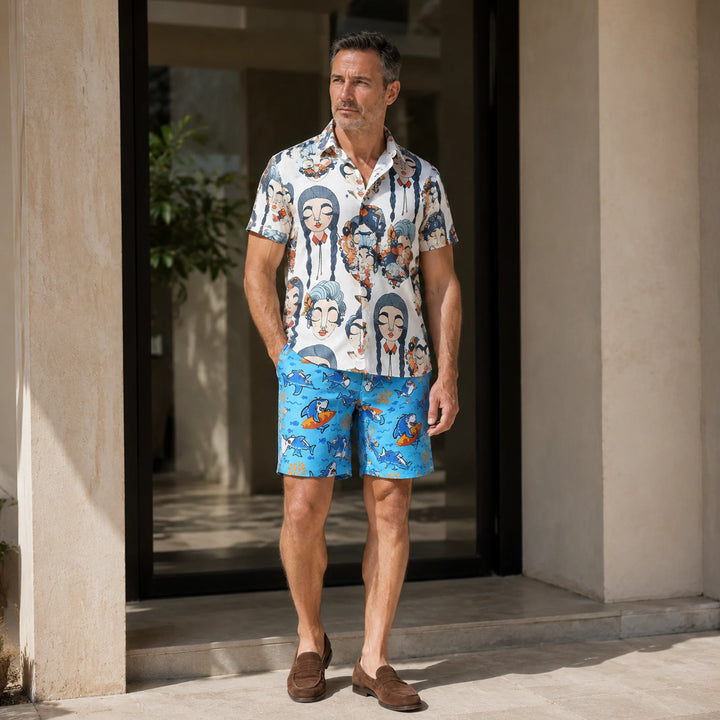 Men's Surfing Shark Print Swim Shorts | Quick Dry Beach Board Shorts - 街拍 2 - img_mqh9ekpo_c7b17159
