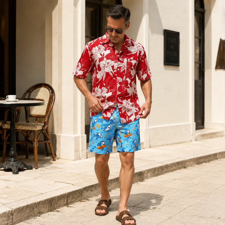 Men's Surfing Shark Print Swim Shorts | Quick Dry Beach Board Shorts - 街拍 3 - img_mqh9etzk_bcb5c111