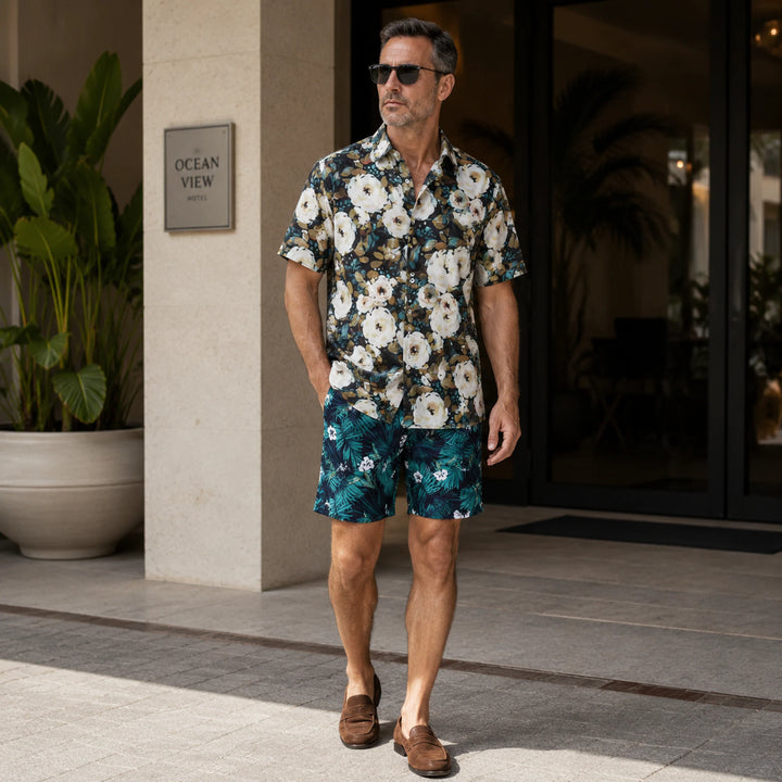 Men's Tropical Floral Print Shorts - 街拍 2 - img_mqh9npku_ed402b9e