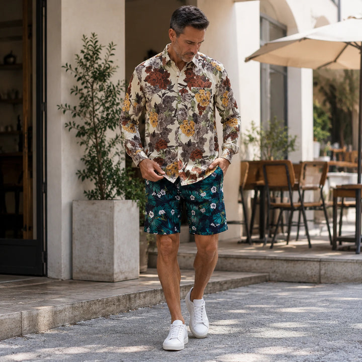 Men's Tropical Floral Print Shorts - 街拍 1 - img_mqh9obq8_c7dd7544