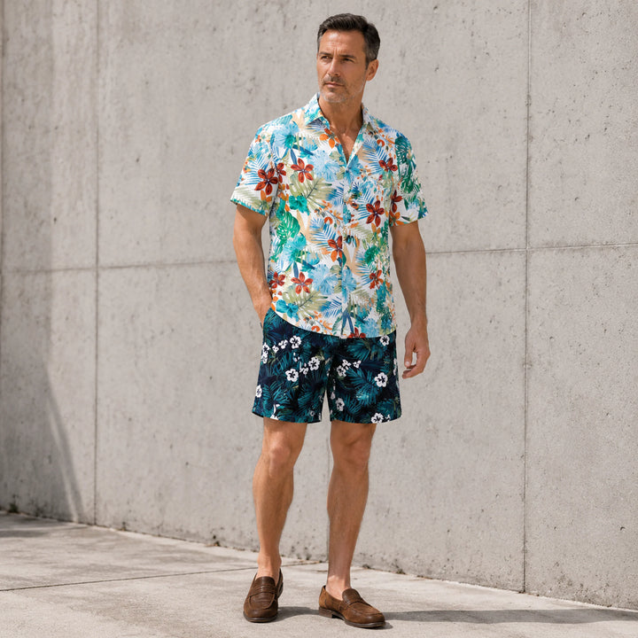 Men's Tropical Floral Print Shorts - 街拍 3 - img_mqh9pze6_bd0206d2