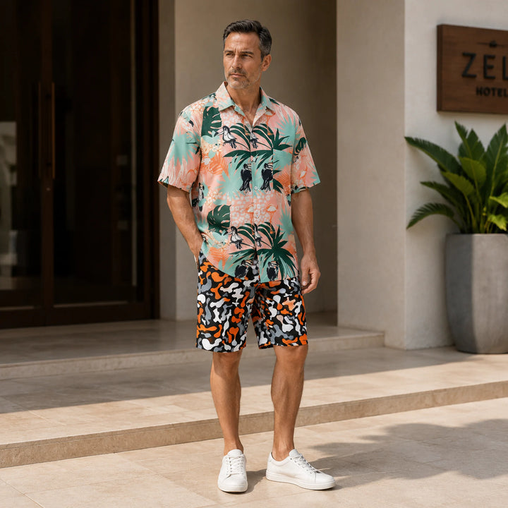 Orange Camouflage Pattern Swim Shorts - 街拍 2 - img_mqh9tcyu_f58df930