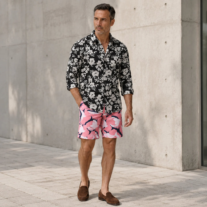 Pink Shark - Printed Men's Swim Trunks - 街拍 1 - img_mqhk3z0v_574fcaaf