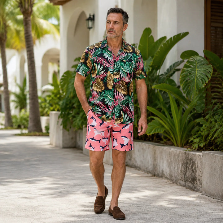 Pink Shark - Printed Men's Swim Trunks - 街拍 3 - img_mqhk503f_53528abe