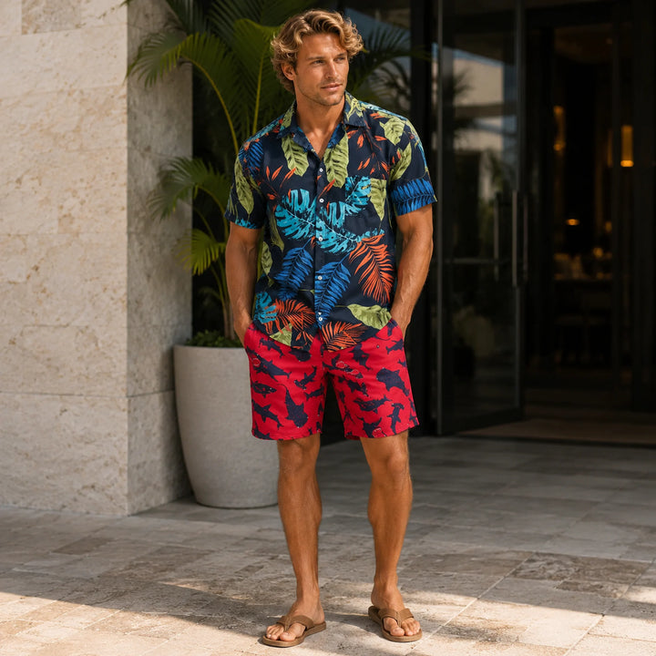 Shark - Printed Red Swim Trunks - 街拍 3 - img_mqhkbeal_d78c81fb