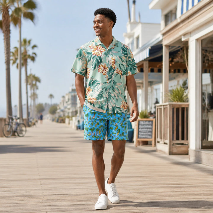 Vibrant Beach - Themed Boys' Swim Trunks with Tropical Prints - 街拍 2 - img_mqhkh1yn_6b74127b