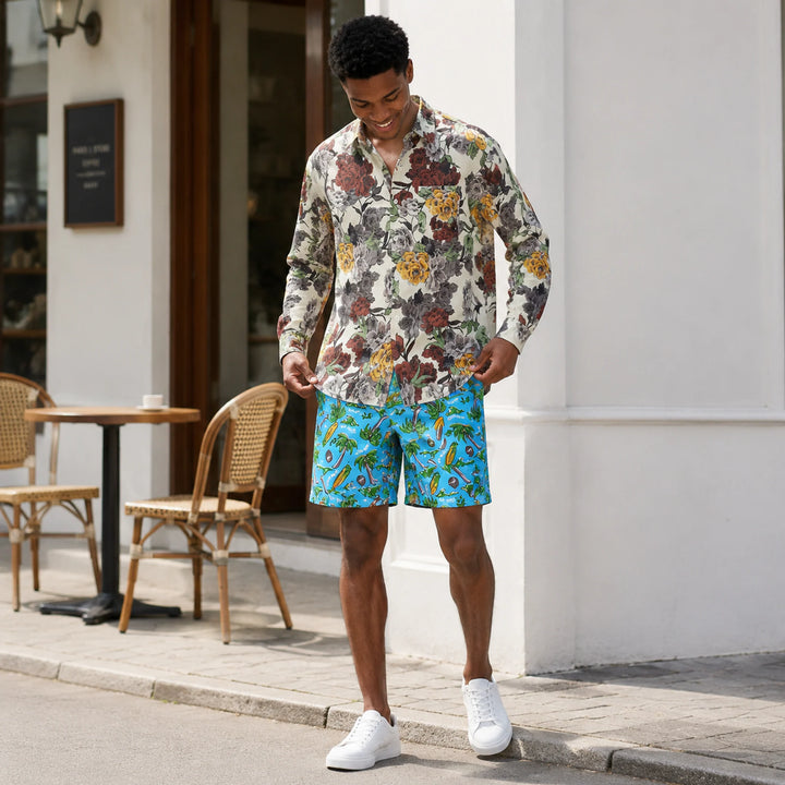 Vibrant Beach - Themed Boys' Swim Trunks with Tropical Prints - 街拍 1 - img_mqhkhdv4_a6778774
