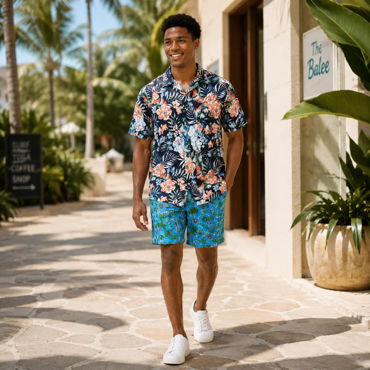 Vibrant Beach - Themed Boys' Swim Trunks with Tropical Prints - 街拍 3 - img_mqhkihzn_04628136