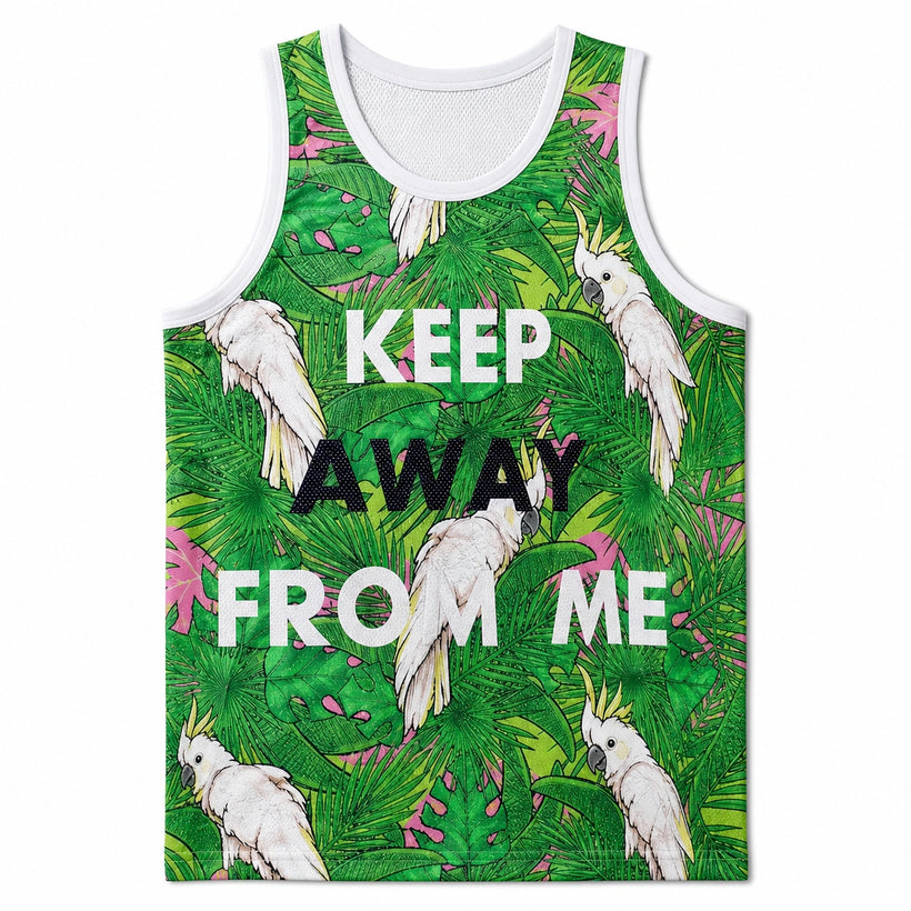 Men's Green Tropical Leaf Graphic Tank Top - product-only front view on white background